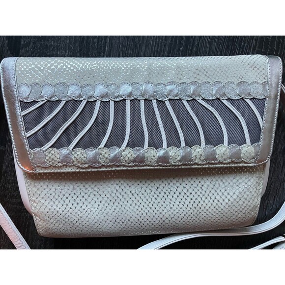 Tre Zeta Abstract Art Leather Crossbody Bag Italy VTG Y2K 90s - Picture 3 of 10